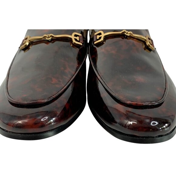 Sam Edelman Loraine Faux Patent Leather Loafers Tortoiseshell Gold Bit Size 10M - Picture 8 of 11